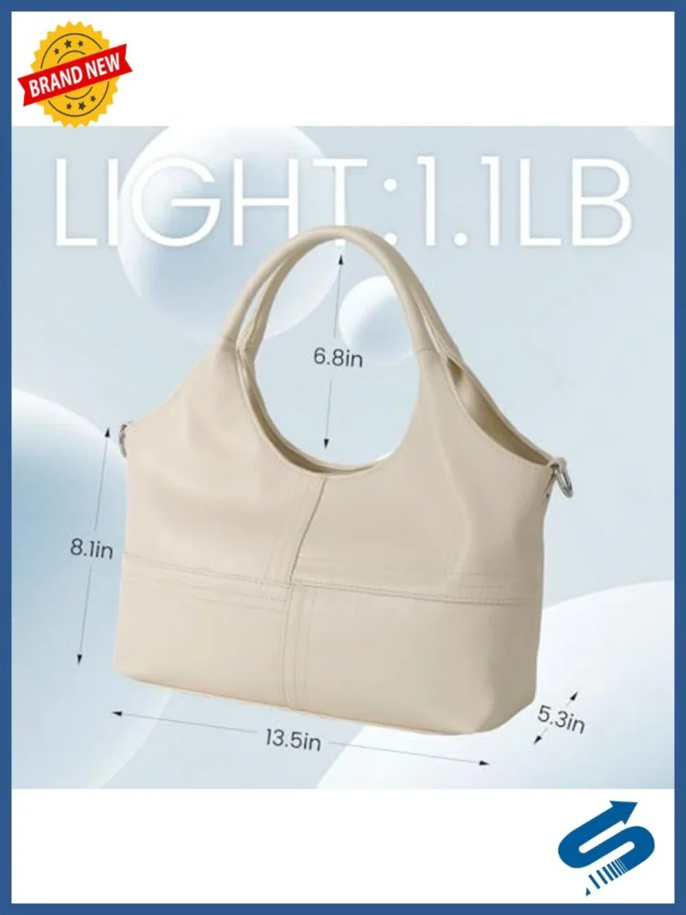 Vegan Leather Tote Hobo Bag with Detachable Strap